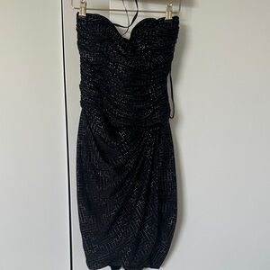 Calvin Klein Black Strapless Dress with Silver Accents
